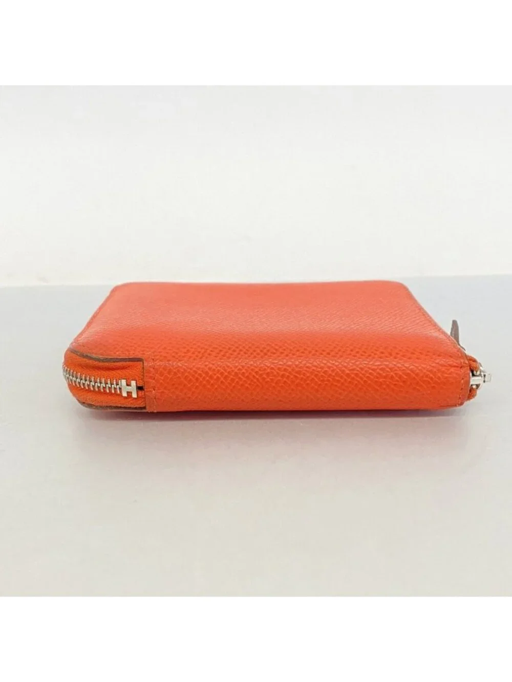 Hermes Coin Case Azap Silk Compact Veau Orange Field Silver